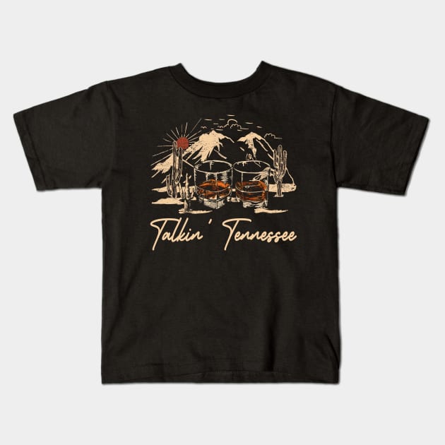 Talkin' Tennessee Mountain Whiskey Glasses Country Music Kids T-Shirt by Beetle Golf